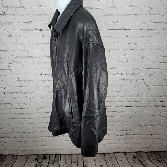 Authentics By Boston Outfitters Black Genuine Leather Insulated Jacket 3XLT *zip - Picture 12 of 14
